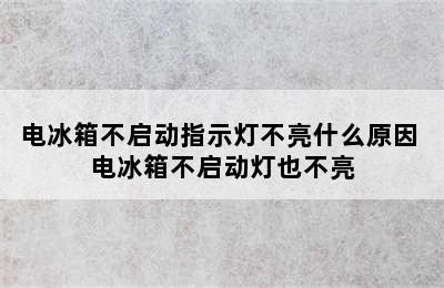 电冰箱不启动指示灯不亮什么原因 电冰箱不启动灯也不亮